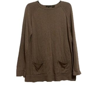 Women’s JEANNE PIERRE Round Neckline, Long Sleeve Sweater, Tortilla Brown, Med